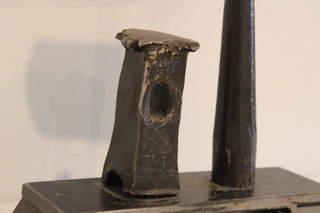 Close up of steel axe sculpture