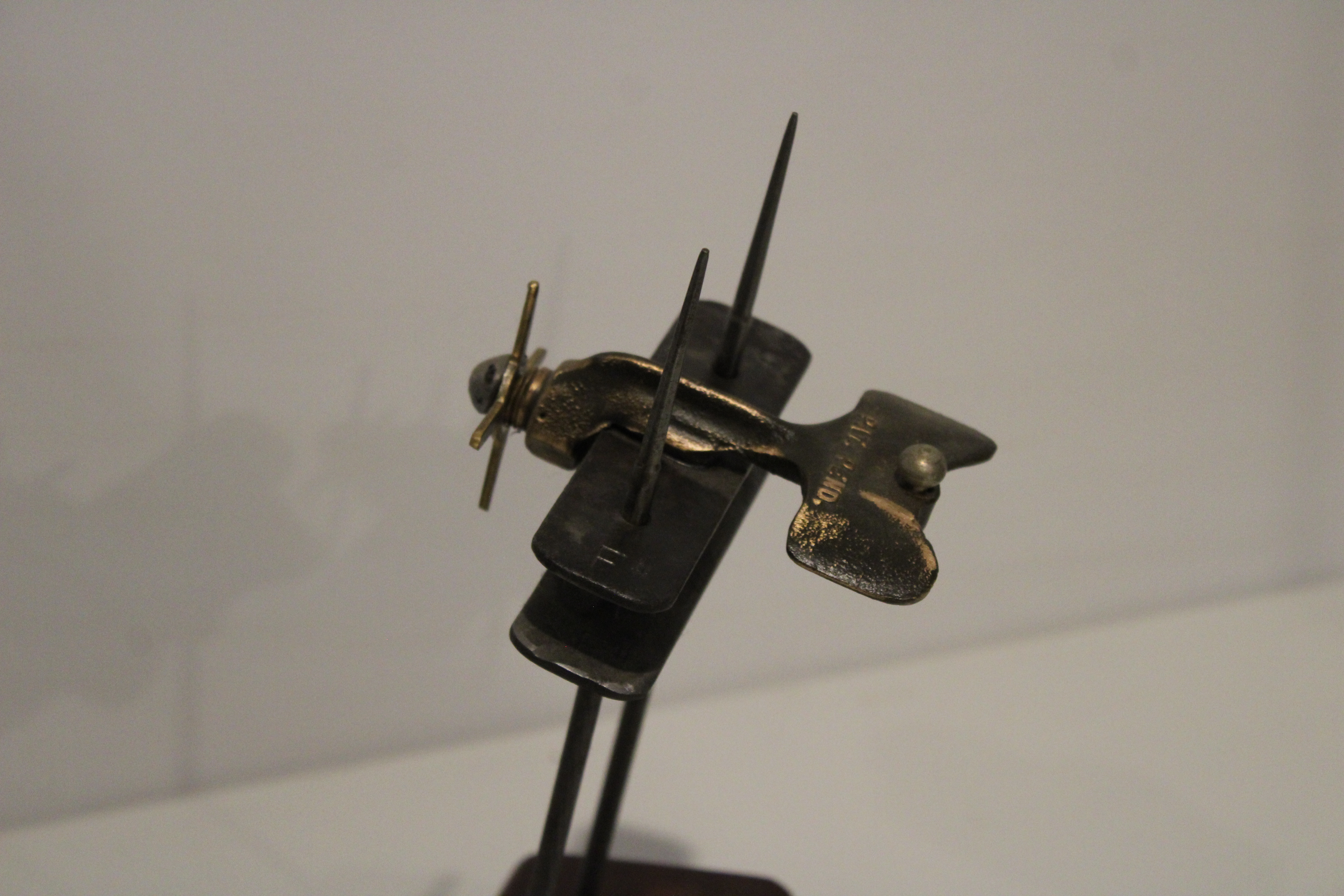 Close-up of Biggles sculpture