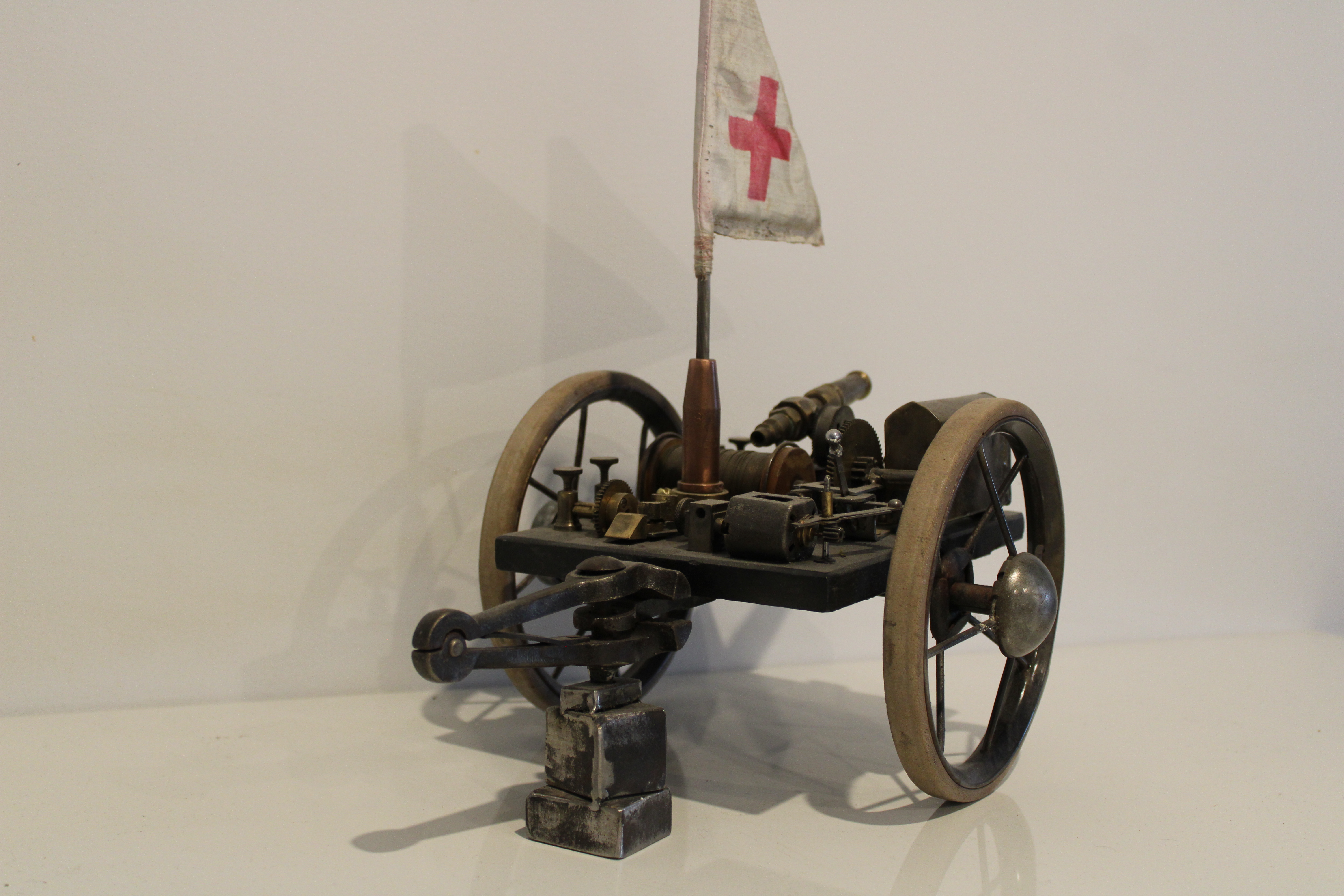 Side view of The Vaccinator sculpture